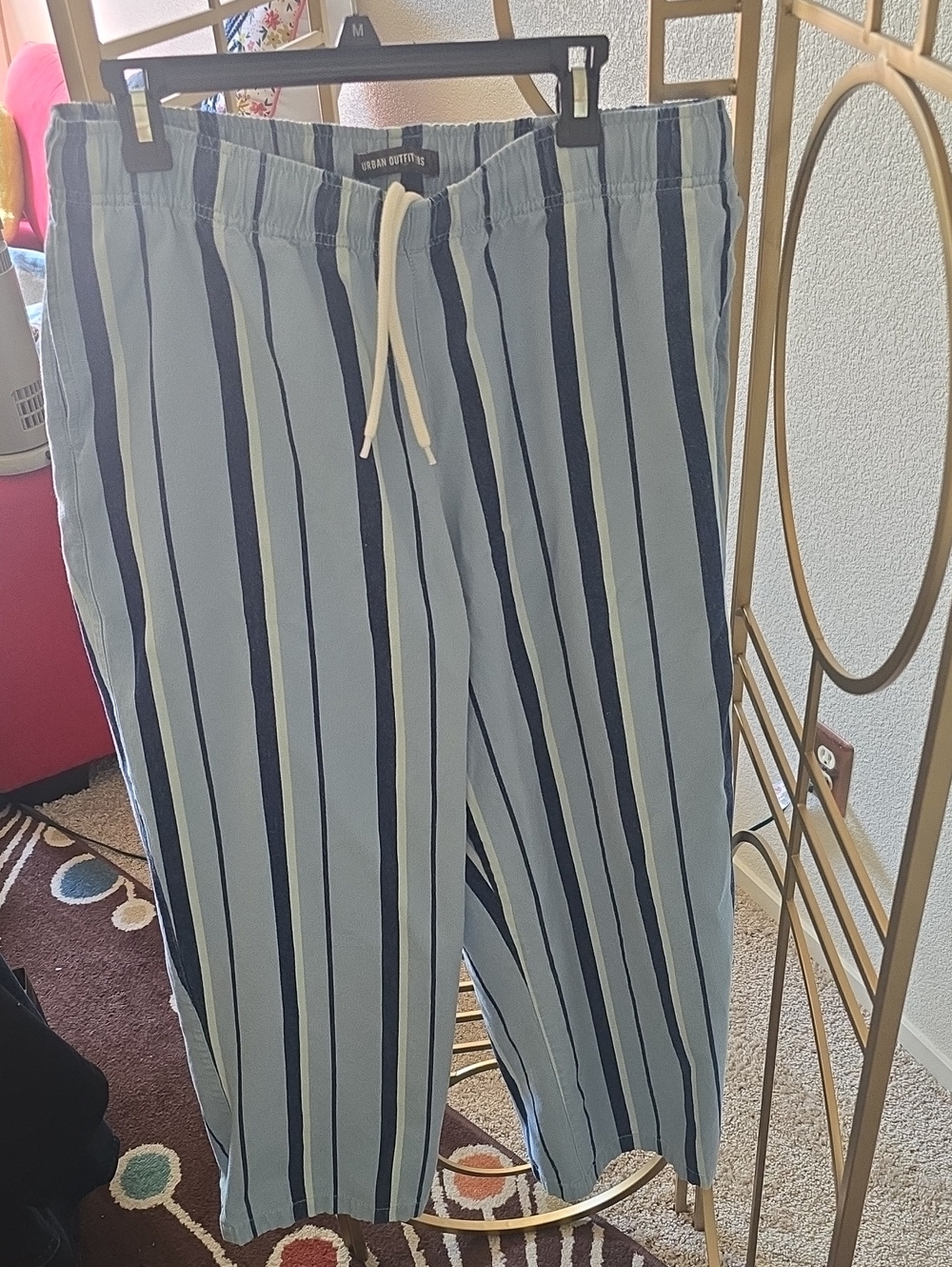 Urban Outfitters Light Blue Striped drawstring Men's Pants - Large, 100% cotton